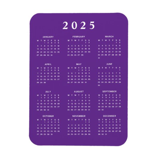 Magnet Flexible Calendrier mensuel 2025 (Vertical)
