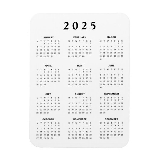 Magnet Flexible Calendrier mensuel 2025 (Vertical)