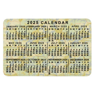 Magnet Flexible Calendrier mensuel 2025 Antique Carte Grande impre