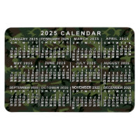 Calendrier mensuel 2025 Camouflage Camo Green