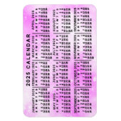 Magnet Flexible Calendrier mensuel 2025 Étoiles d'aquarelle rose (Vertical)