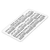 Magnet Flexible Calendrier mensuel 2026 classique blanc et noir (Côté Gauche)