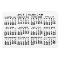 Calendrier mensuel 2026 classique blanc et noir