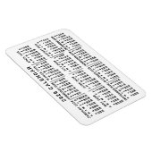 Magnet Flexible Calendrier mensuel 2026 classique blanc et noir (Côté Droit)