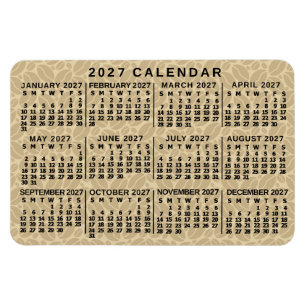 Magnet Flexible Calendrier mensuel 2027 année Légère Café en grain
