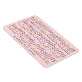 Magnet Flexible Calendrier mensuel de 2019 rose pâle (Côté Droit)