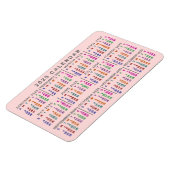 Magnet Flexible Calendrier mensuel de 2025 Rose pâle (Côté Gauche)