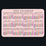 Magnet Flexible Calendrier mensuel de 2025 Rose pâle<br><div class="desc">Cet aimant flexible du calendrier mensuel de 2025 montre les jours de la semaine pour chaque mois en couleurs vives. Chaque colonne quotidienne est d'une couleur différente, ce qui la rend plus facile à lire. Derrière l'arc-en-ciel des couleurs, l'aimant est un rose pâle, mais vous pouvez customiser l'arrière - plan...</div>