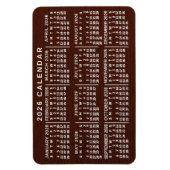 Magnet Flexible Calendrier mensuel de l'année 2026 Brun Grain de b (Vertical)