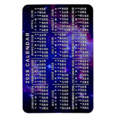 Magnet Flexible Calendrier mensuel de l'année 2026 Nébuleuse Espac (Vertical)