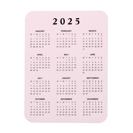 Magnet Flexible Calendrier mensuel Pink 2025 (Vertical)