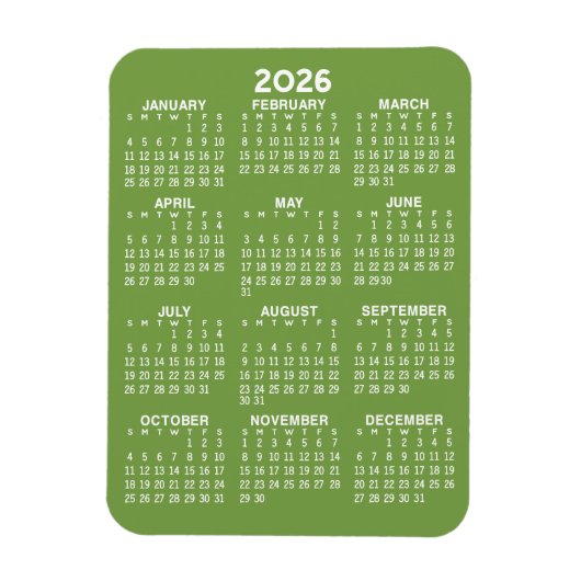 Magnet Flexible Calendrier - minimum de base vert et blanc moderne (Vertical)