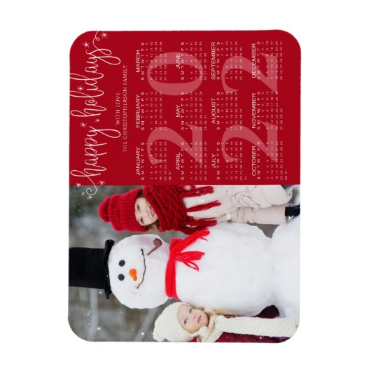Magnet Flexible Calendrier moderne 2022 Script photo JOYEUX JOURS (Vertical)