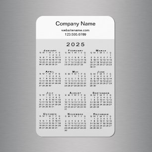 Magnet Flexible Calendrier moderne 2025 Nom de l'entreprise Info G