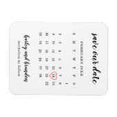 Magnet Flexible Calendrier moderne Mariage au coeur rouge Enregist (Horizontal)