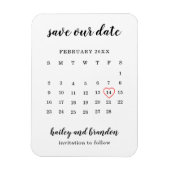 Magnet Flexible Calendrier moderne Mariage au coeur rouge Enregist (Vertical)