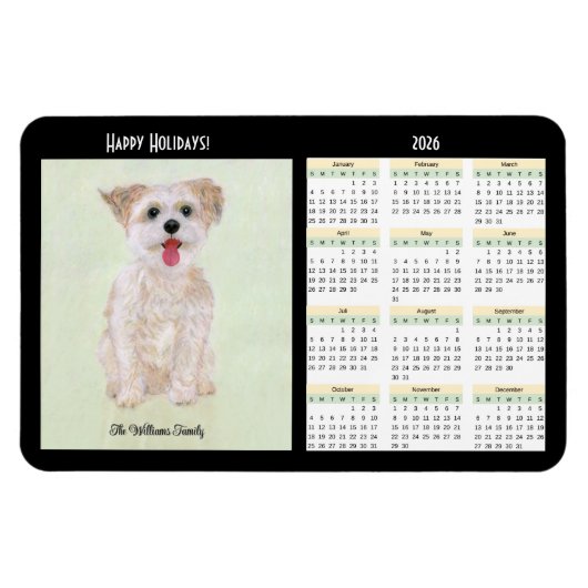 Magnet Flexible Calendrier Morkie Flexible 2026 (Horizontal)