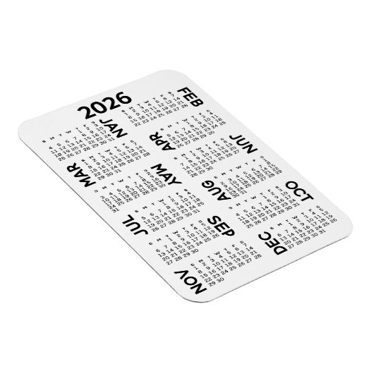 Magnet Flexible Calendrier - Noir et blanc minimum de base (Côté Droit)