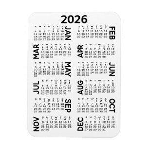 Magnet Flexible Calendrier - Noir et blanc minimum de base