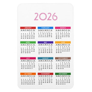 Magnet Flexible Calendrier personnalisé coloré 2026