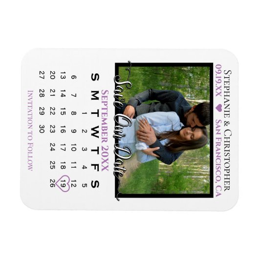 Magnet Flexible Calendrier photo Lavender Enregistrer notre date M (Horizontal)