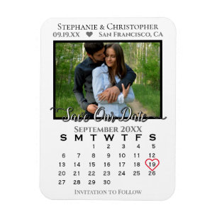 Magnet Flexible Calendrier photo simple Enregistrer notre Mariage
