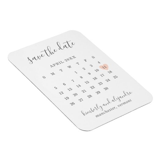 Magnet Flexible Calendrier simple Pastel Peach Heart Enregistrer l (Côté Droit)