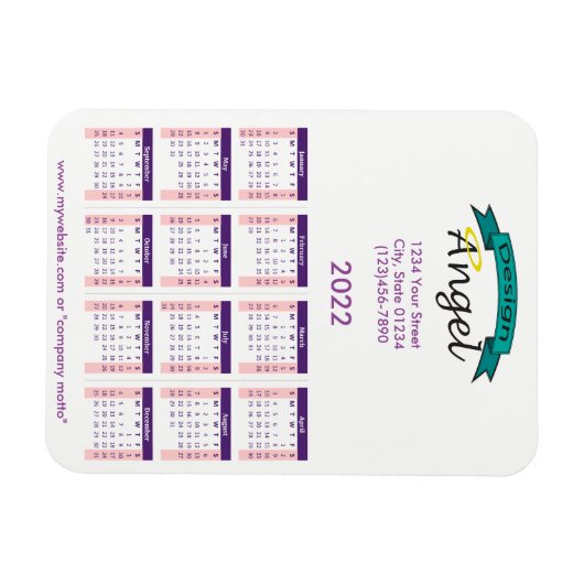 Magnet Flexible Calendrier violet de marque 2022 (Horizontal)