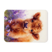 Magnet Flexible Calf de vache écossaise Highland Fleurs sauvages f (Horizontal)