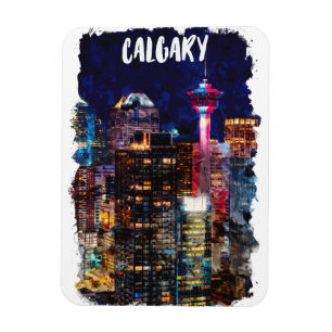 Magnet Flexible Calgary Alberta Skyline par nuit