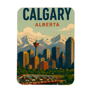 Magnet Flexible Calgary Canada Paysage Urbain Montagnes Rocheuses