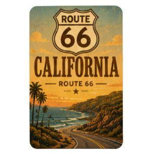 Magnet Flexible California Route 66 Route artistique de l'océan au