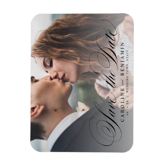 Magnet Flexible Calligraphie classique mariage photo enregistrer l (Vertical)