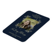 Magnet Flexible Calligraphie Élégante Fleur Navy Mariage Mémorial (Côté Gauche)