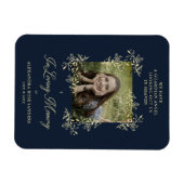 Magnet Flexible Calligraphie Élégante Fleuron Bleu Marine Mariage (Horizontal)