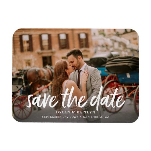 Magnet Flexible Calligraphie Enregistrer la date Mariage photo (Horizontal)