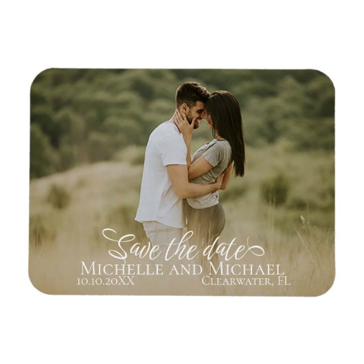 Magnet Flexible Calligraphie Enregistrer la date Mariage Photo Mod (Horizontal)