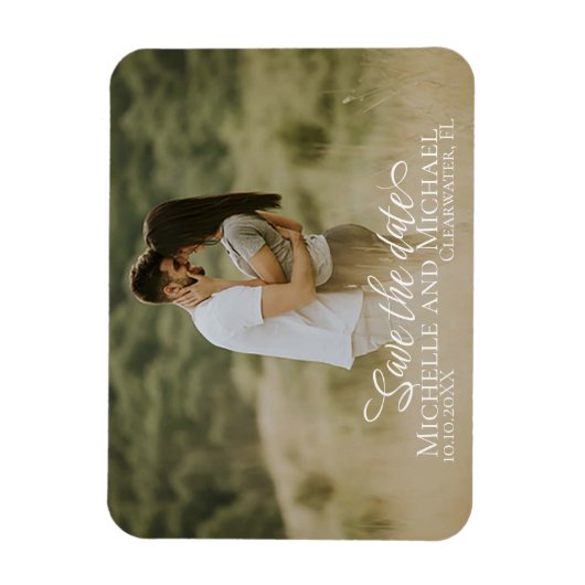 Magnet Flexible Calligraphie Enregistrer la date Mariage Photo Mod (Vertical)