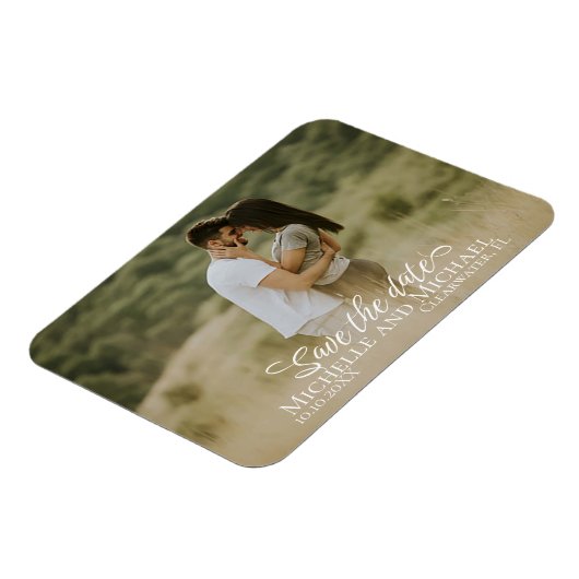 Magnet Flexible Calligraphie Enregistrer la date Mariage Photo Mod (Côté Gauche)