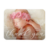 Magnet Flexible Calligraphie moderne élégante Nouveau bébé Merci (Horizontal)