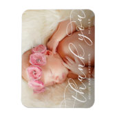 Magnet Flexible Calligraphie moderne élégante Nouveau bébé Merci (Vertical)