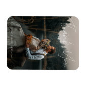 Magnet Flexible Calligraphie moderne juste marié Photo Merci (Horizontal)