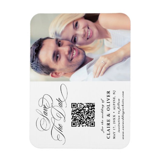 Magnet Flexible Calligraphie romantique QR Code Enregistrer la dat (Vertical)