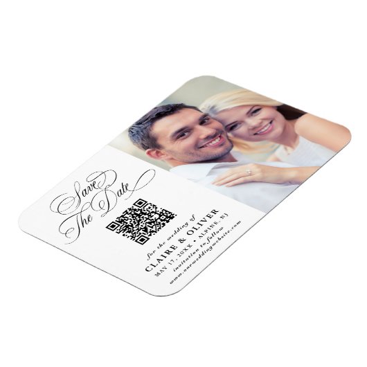 Magnet Flexible Calligraphie romantique QR Code Enregistrer la dat (Côté Gauche)
