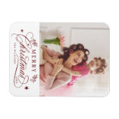 Magnet Flexible Calligraphie romantique rouge Joyeux Noël Photo (Horizontal)