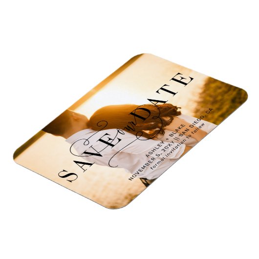 Magnet Flexible Calligraphie stylish Photo Enregistrer la date (Côté Gauche)