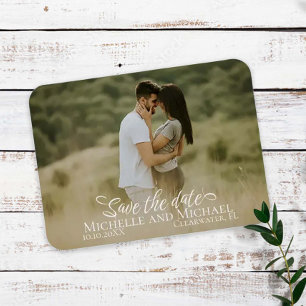 Magnet Flexible Calligraphy Save the Date Wedding Photo Modern