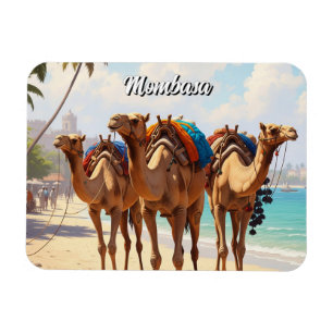 Magnet Flexible Camels sur la plage à Mombasa Kenya