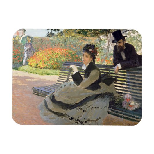 Magnet Flexible Camille Monet sur un banc Claude Monet (Horizontal)