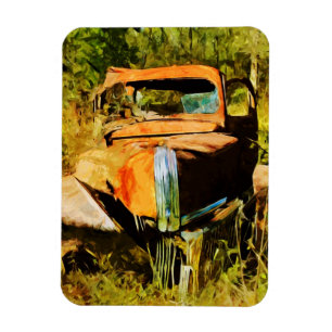Magnet Flexible Camion de ramassage Vintage rouillé Abstrait